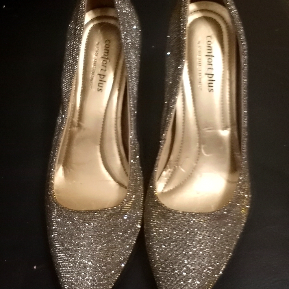 Shimmery high heels.